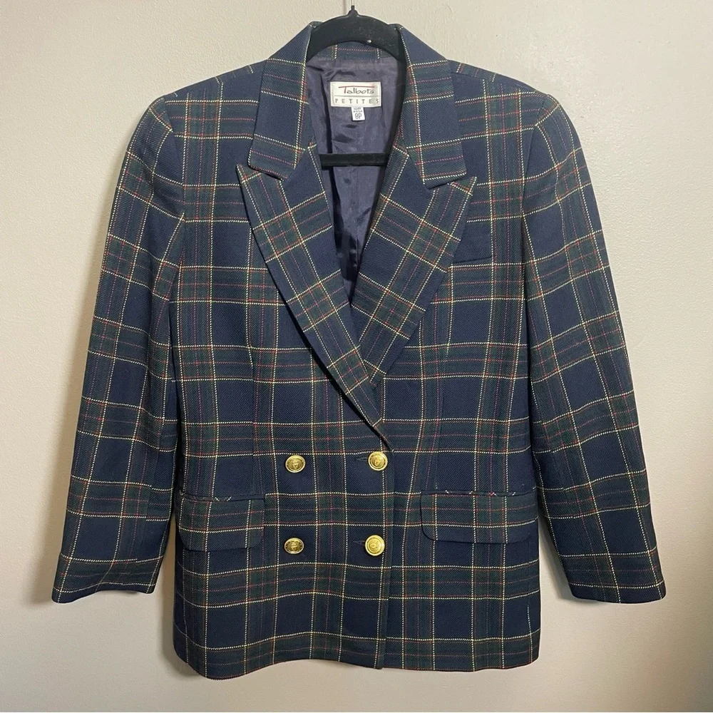 Talbots Vintage Plaid Wool Blazer size 8 petite - Picture 8 of 8